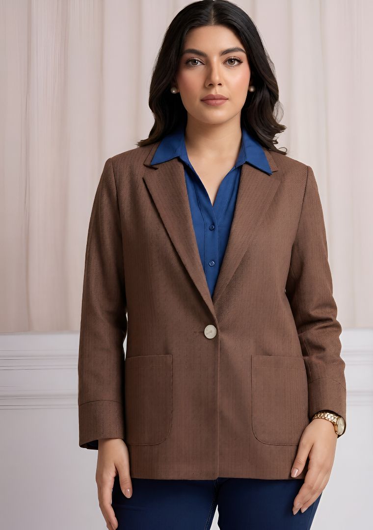cadmon Women Striped Single Breasted Casual Blazer-picture-39