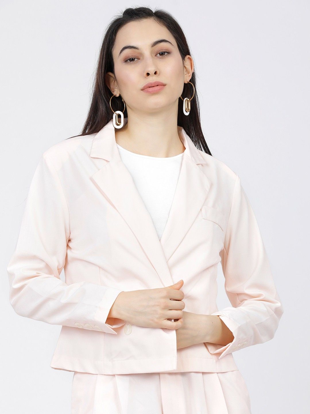 tokyo talkies Women Solid Double Breasted Party Blazer-picture-32