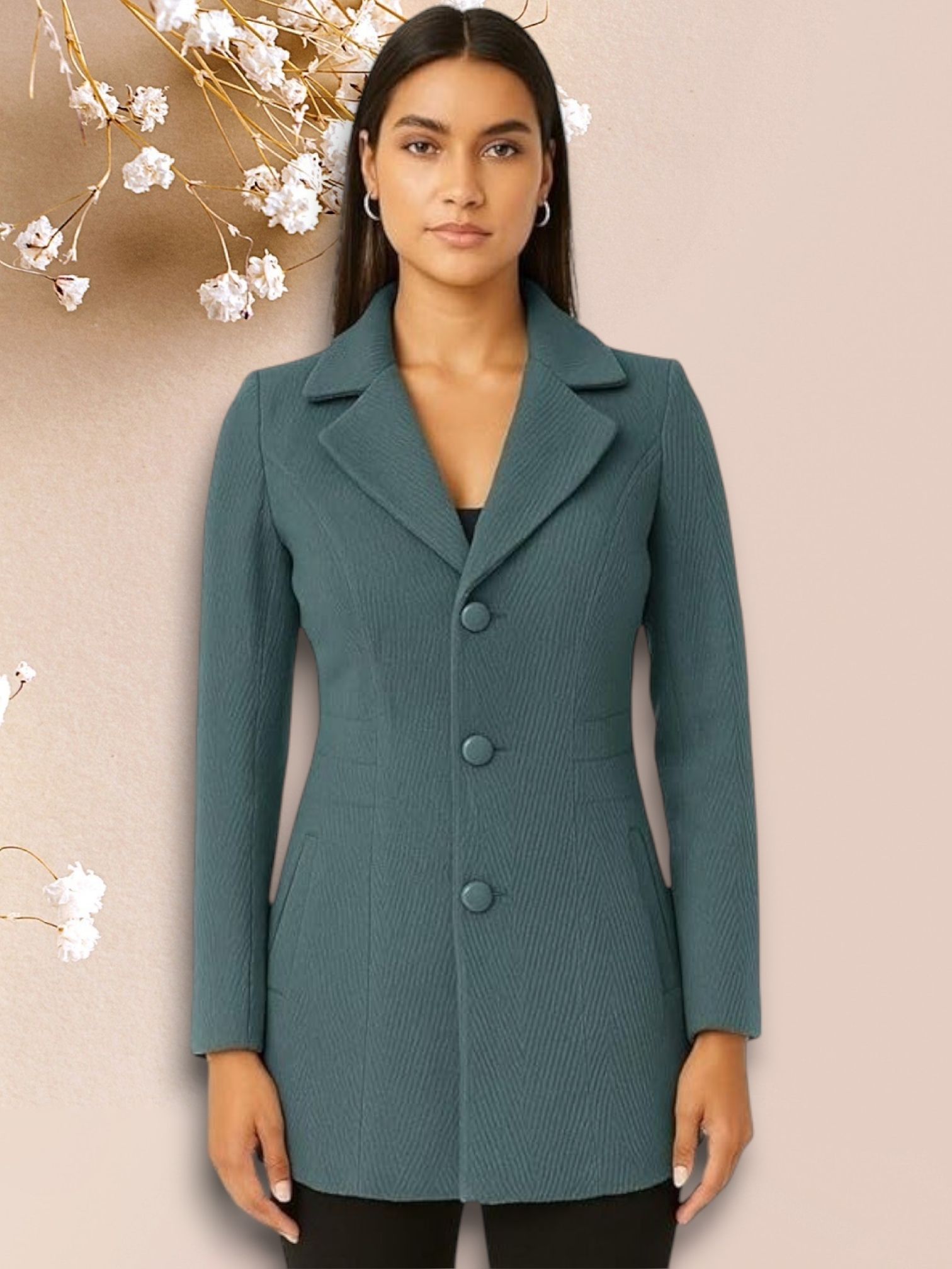 pepzo Women Solid Double Breasted Casual Blazer-picture-15