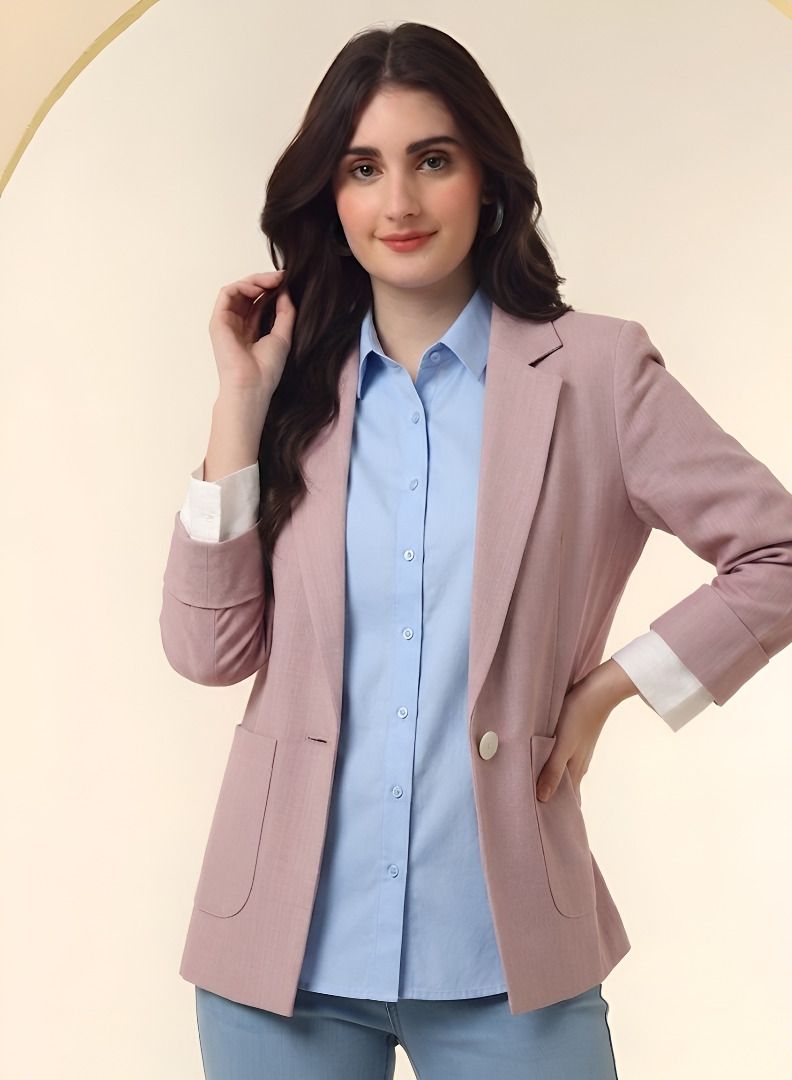 purever india Women Solid Single Breasted Casual Blazer-picture-19