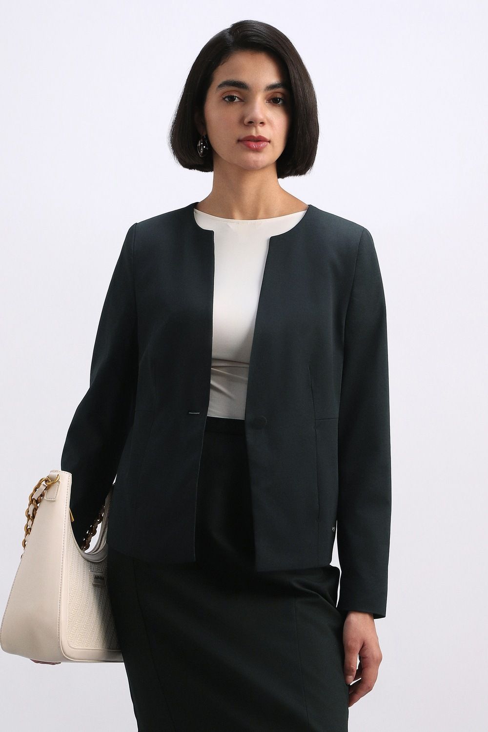 allen solly Women Solid Single Breasted Casual Blazer-picture-34
