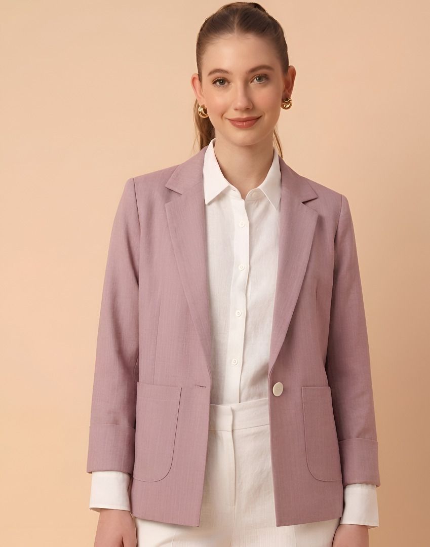 Women Solid Single Breasted Casual Blazer-image-44