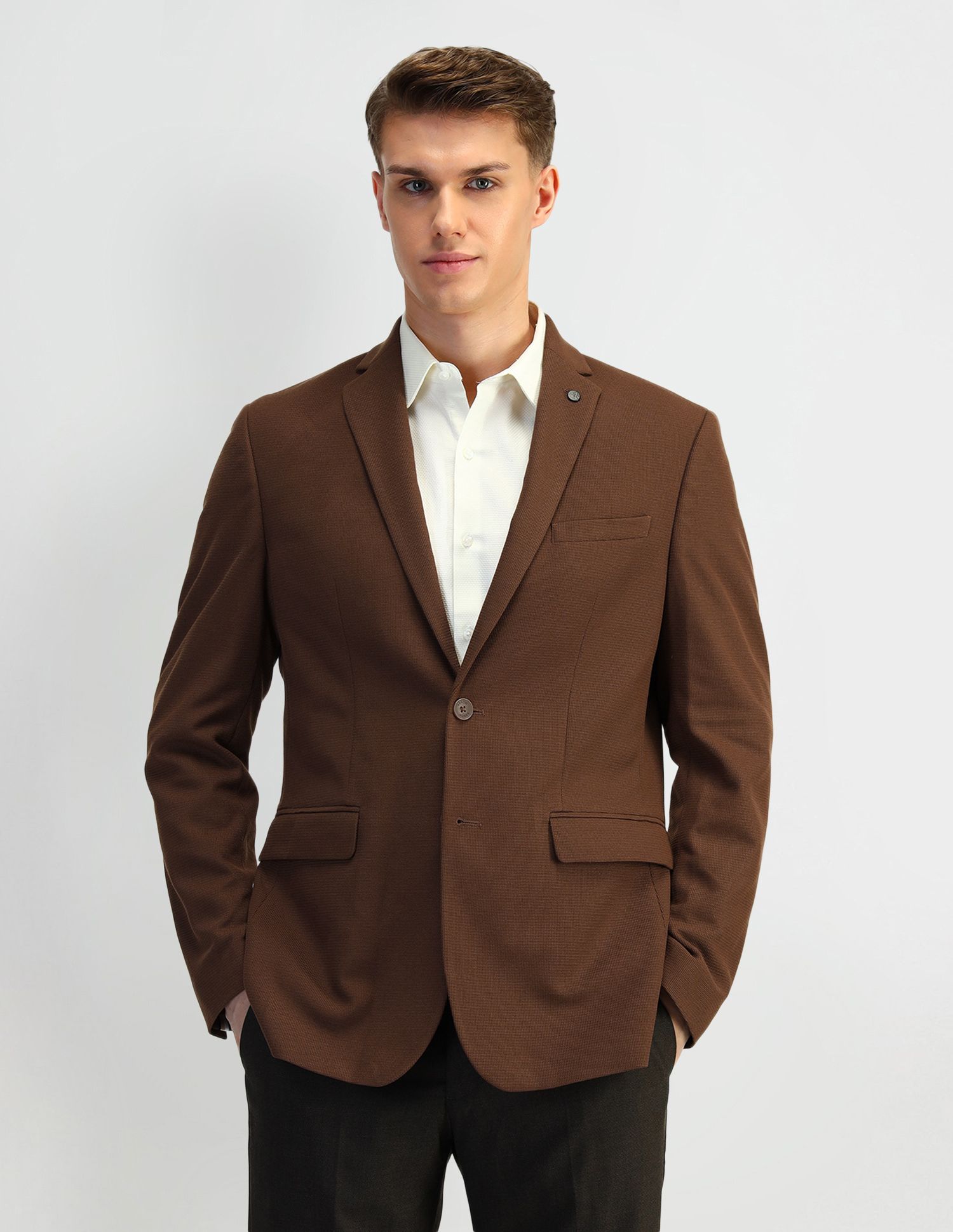 Men Printed Single Breasted Formal Blazer-image-44