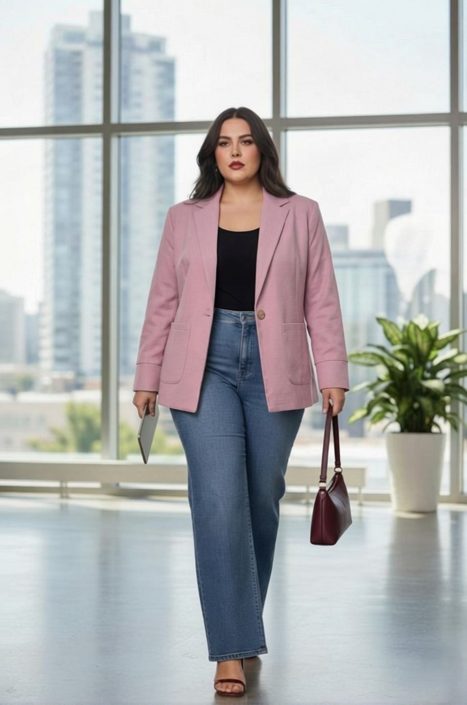 tinz Women Solid Single Breasted Formal Blazer-picture-8