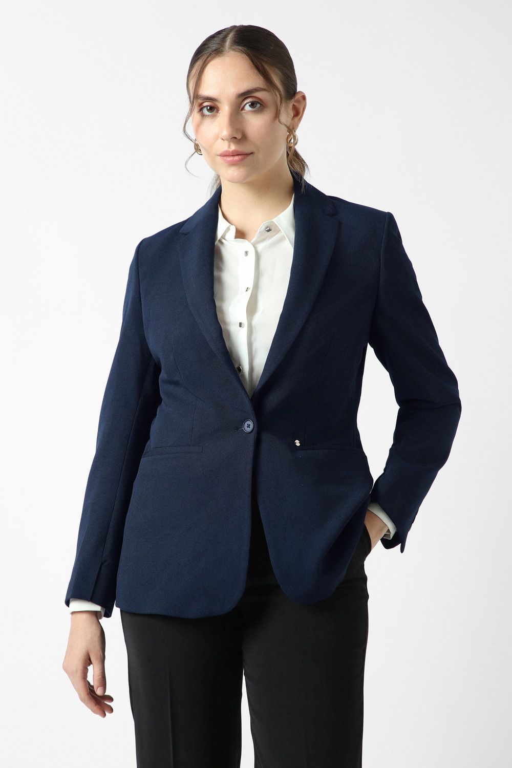 van heusen Women Solid Single Breasted Formal Blazer-picture-17