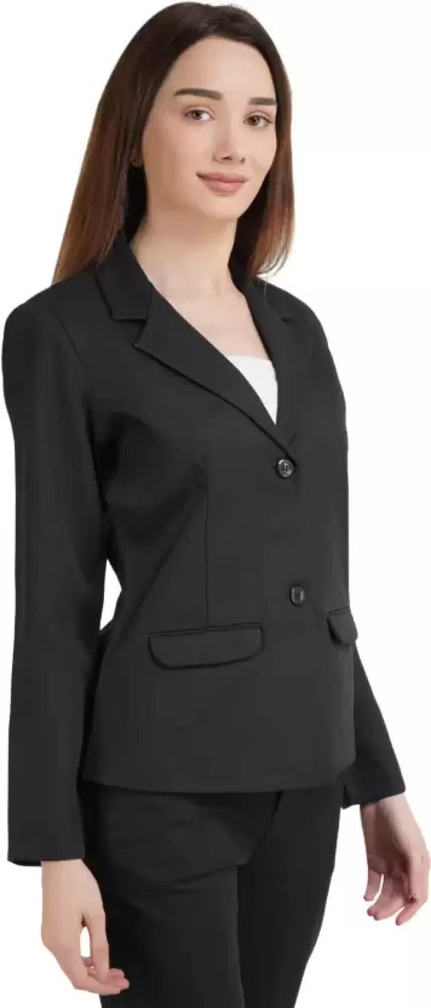 Women Solid Single Breasted Casual Blazer