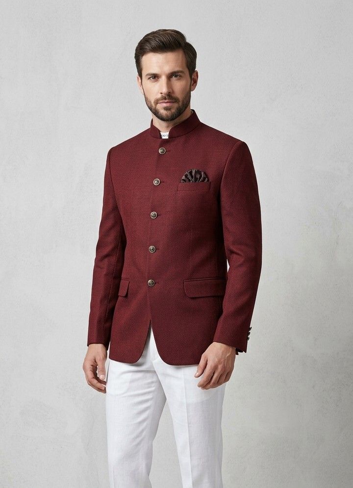 asthetic Men Self Design Bandhgala Party, Festive, Formal, Wedding, Casual Blazer-picture-17