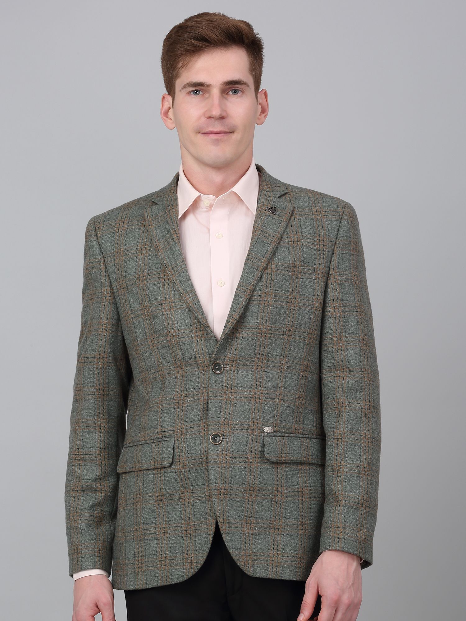 cantabil Men Checkered Single Breasted Formal Blazer-picture-39