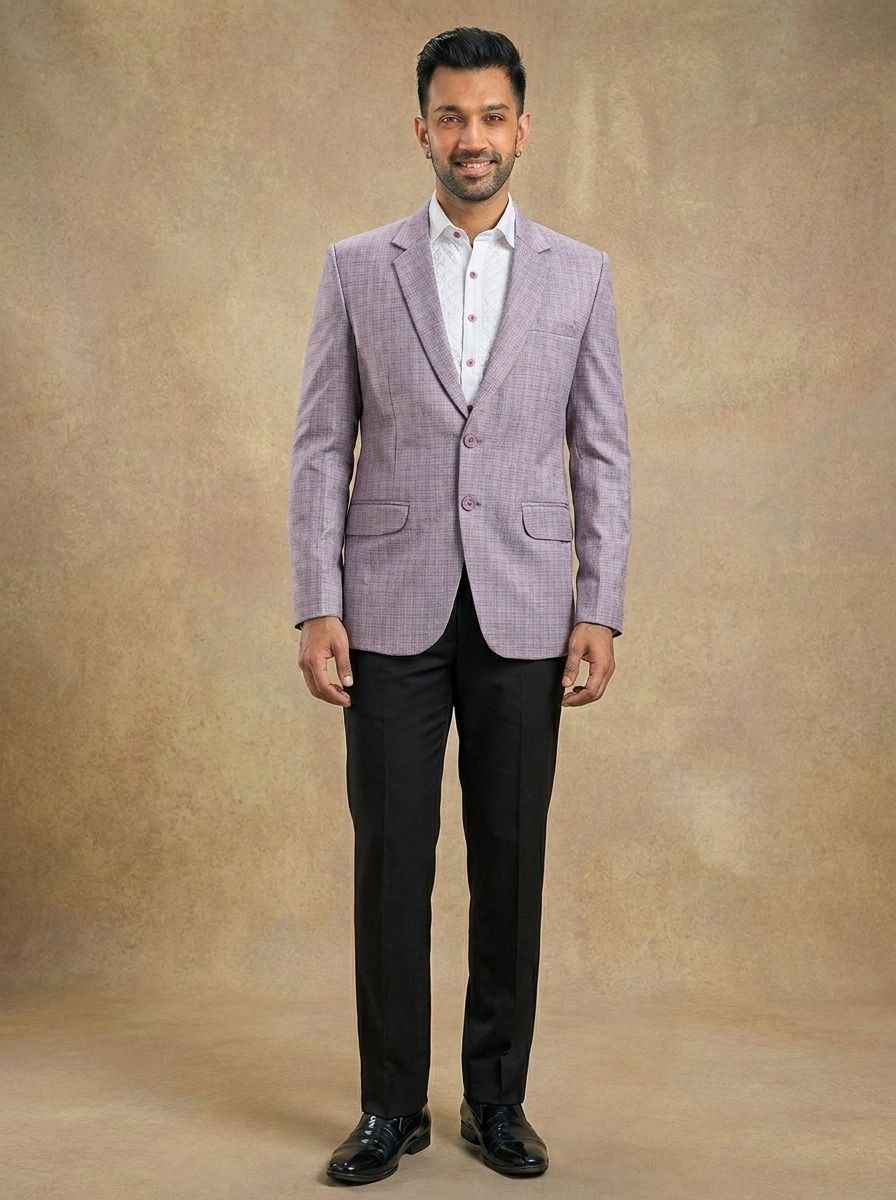 Men Self Design Single Breasted Party Blazer-image-18