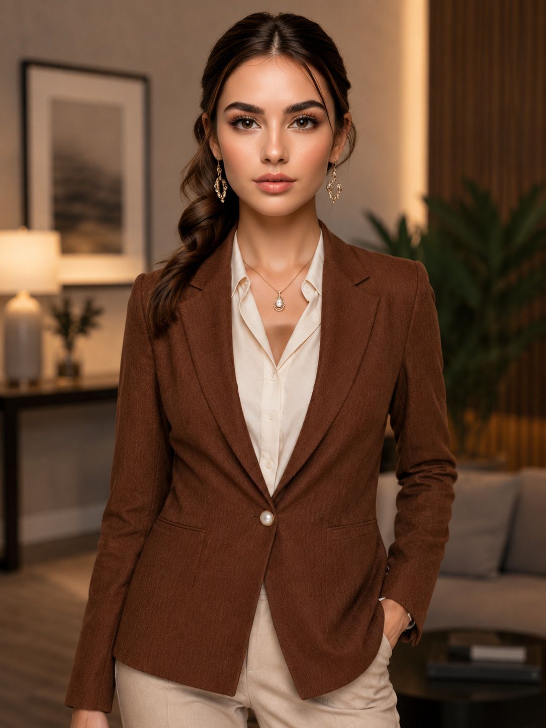 bhavya exports Women Striped Mandarin Formal Blazer-picture-43