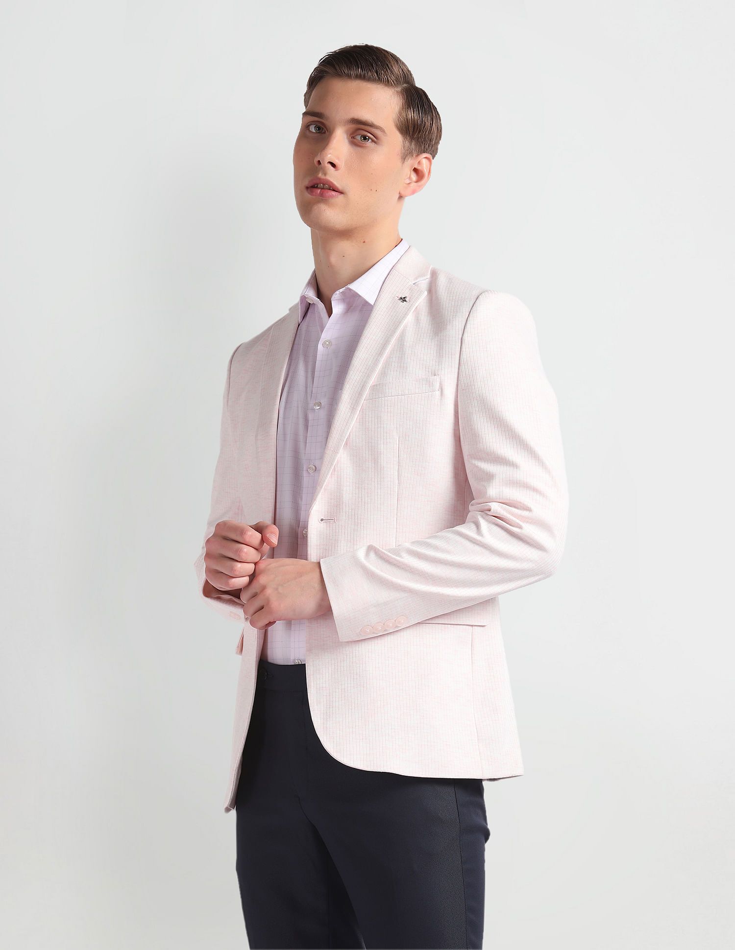 Men Solid Single Breasted Formal Blazer-image-18