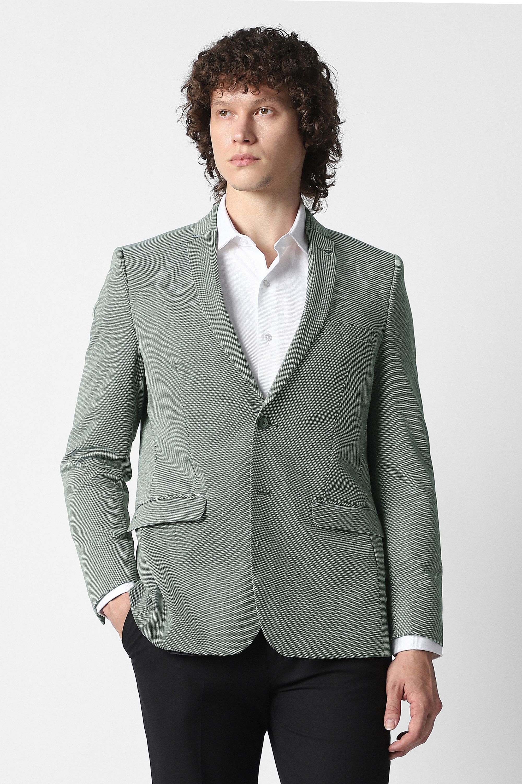 van heusen Men Self Design Single Breasted Formal Blazer-picture-31
