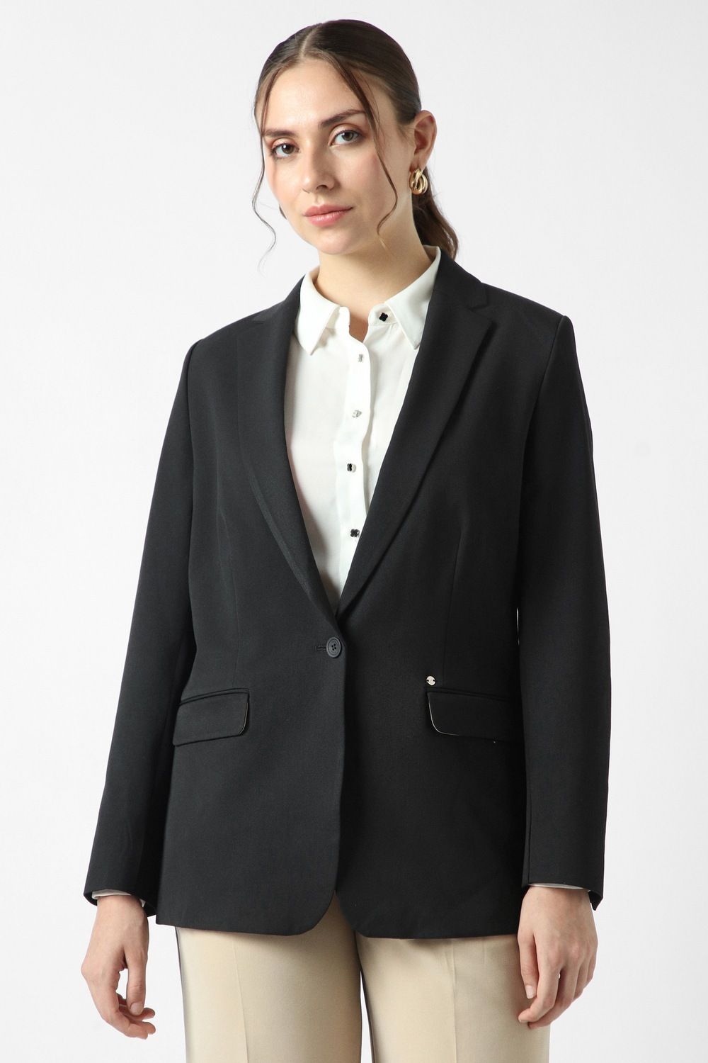van heusen Women Solid Single Breasted Formal Blazer-picture-37