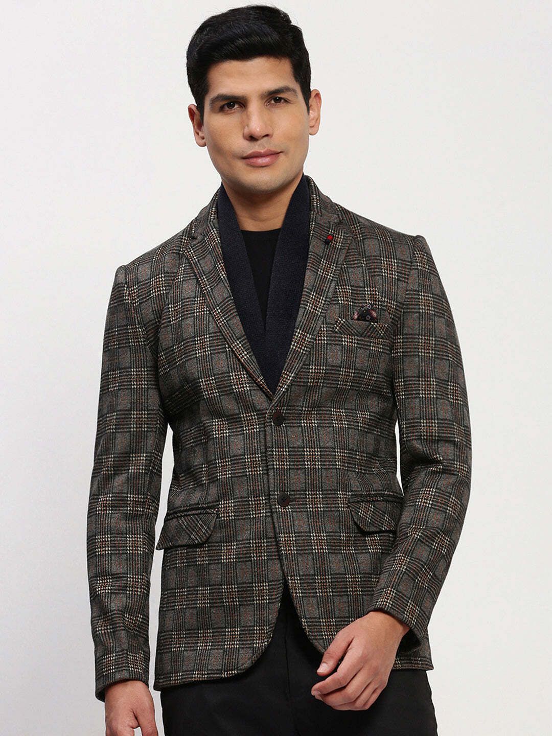 showoffff Men Checkered Single Breasted Casual Blazer-picture-13