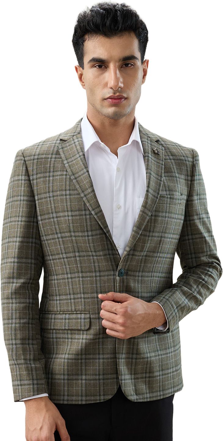 Men Checkered Single Breasted Formal Blazer-image-47