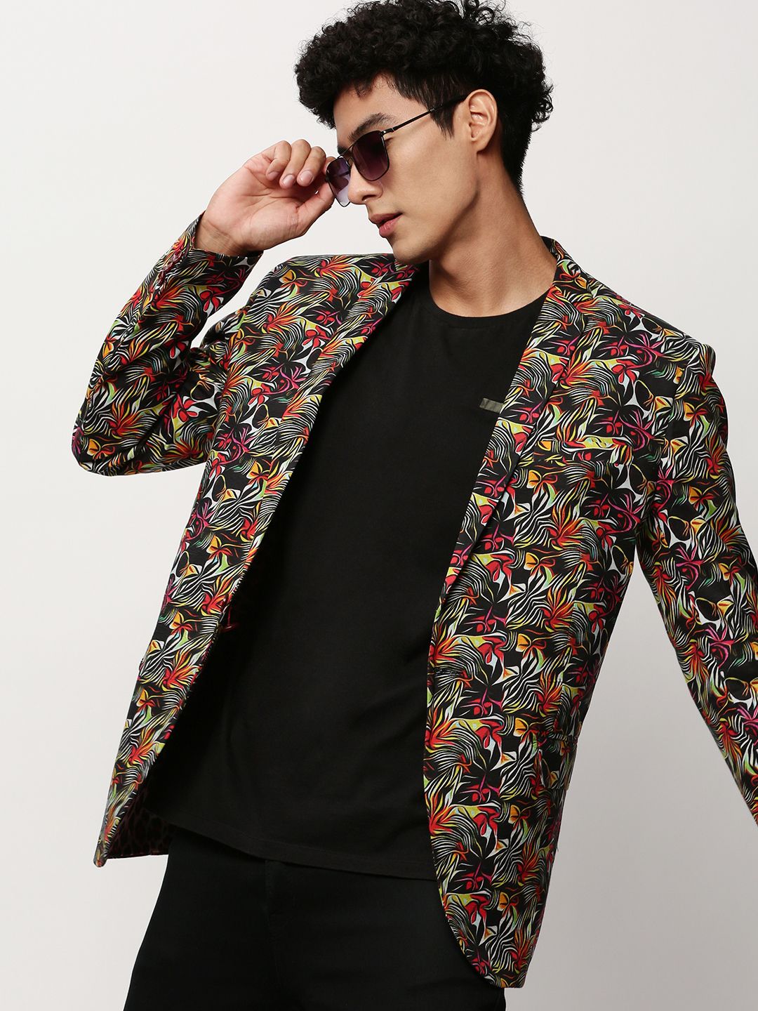 Men Printed Single Breasted Casual Blazer-image-46