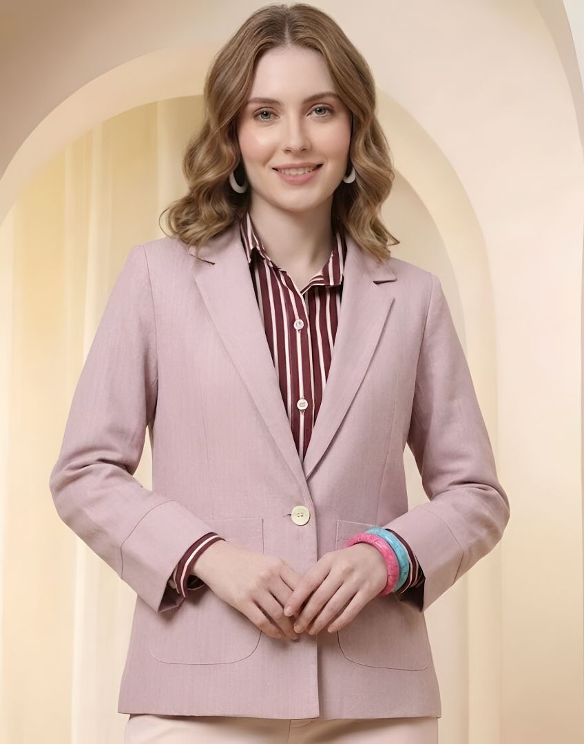 purever india Women Solid Single Breasted Casual Blazer-picture-17