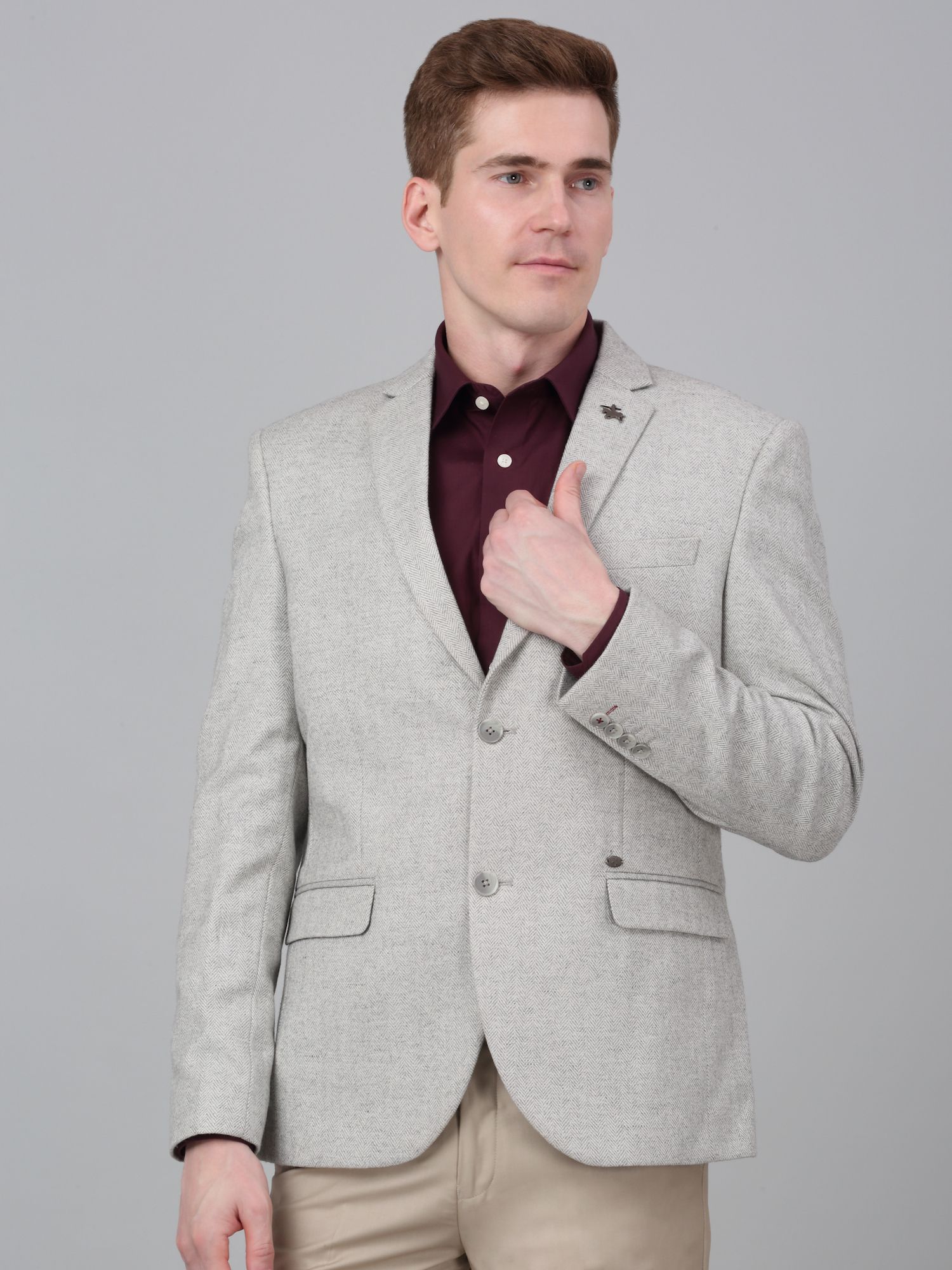 cantabil Men Self Design Single Breasted Formal Blazer-picture-11