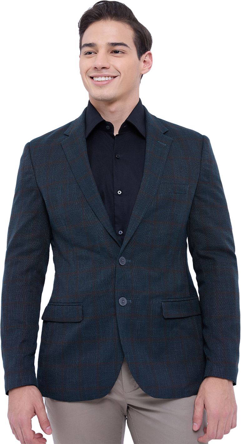 Men Checkered Single Breasted Formal Blazer-image-48