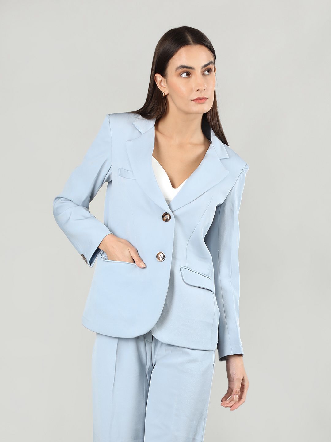 chkokko Women Solid Single Breasted Casual Blazer-picture-18