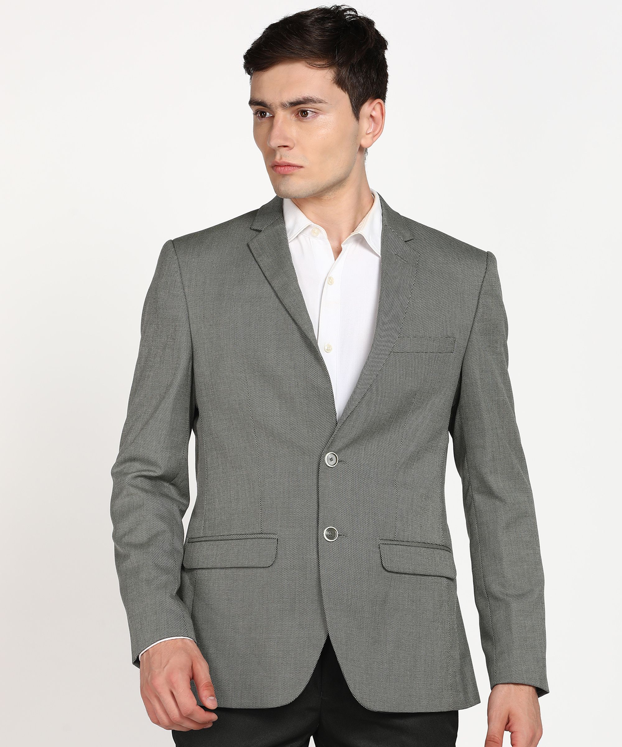 park avenue Men Self Design Single Breasted Formal Blazer-picture-22