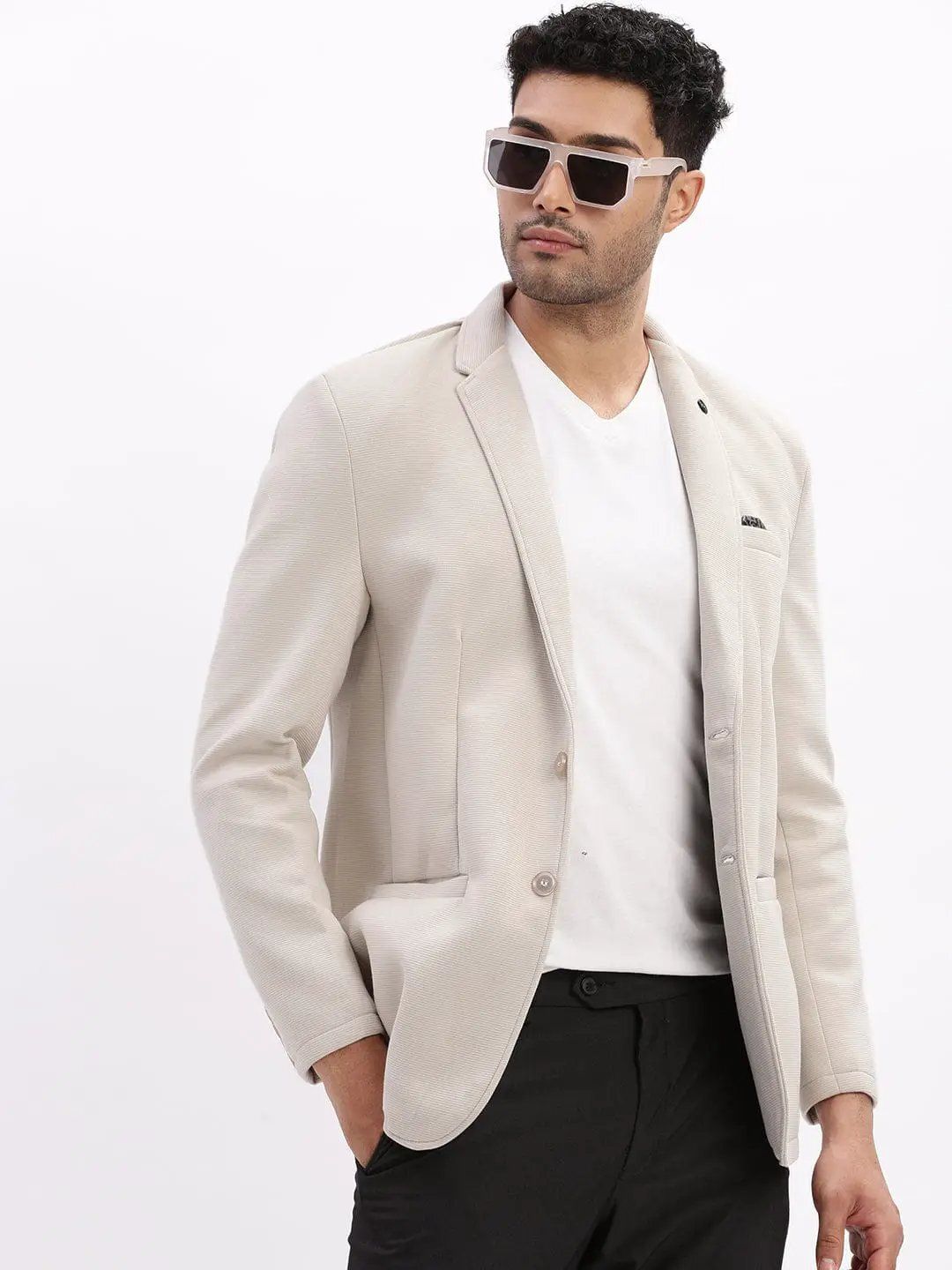 showoffff Men Solid Single Breasted Casual Blazer-picture-10