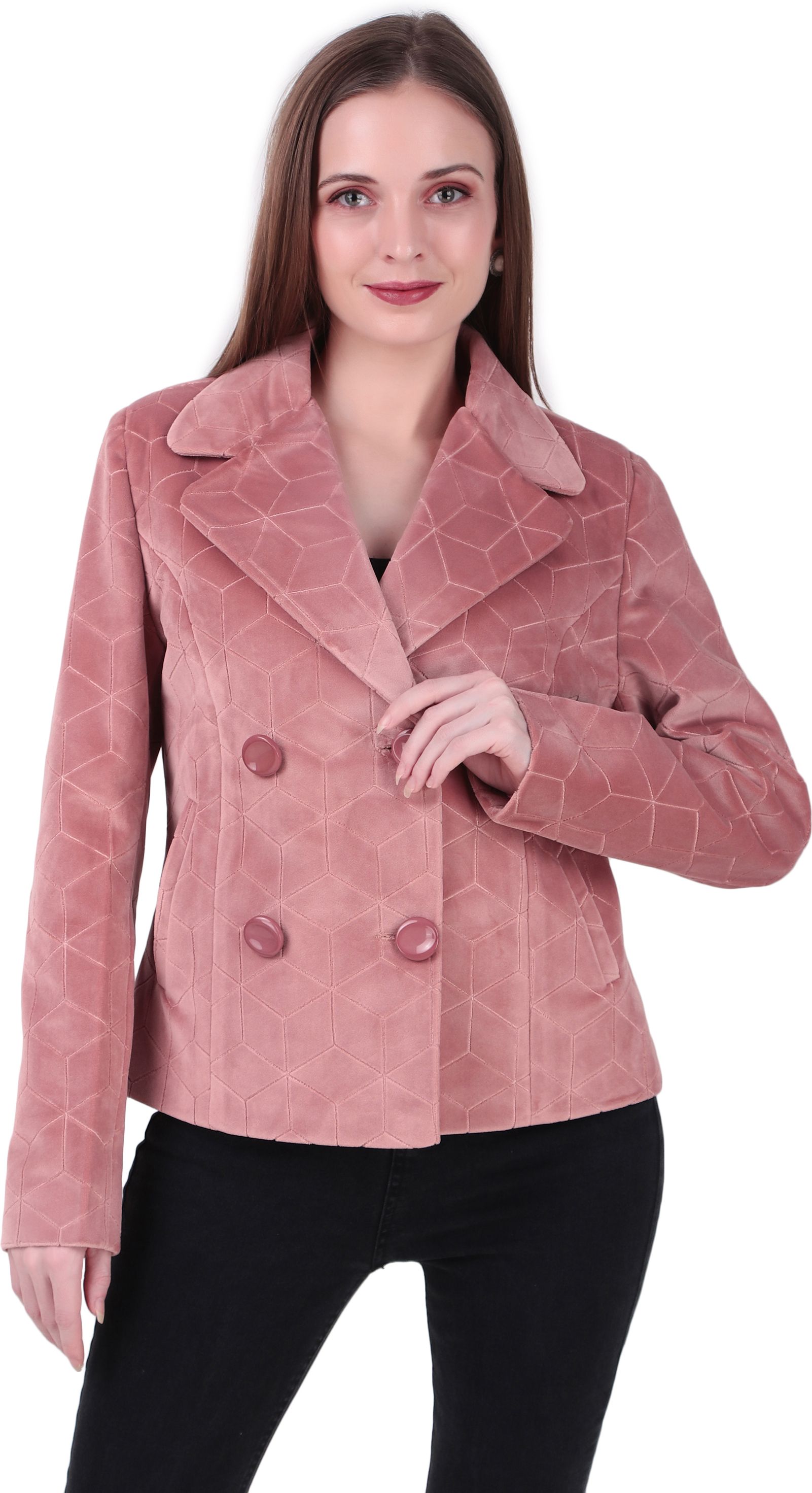 emiranza fashion Women Self Design Double Breasted Casual, Festive Blazer-picture-20