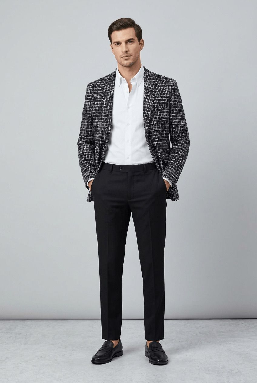 asthetic Men Geometric Print Single Breasted Party, Festive, Formal, Wedding, Casual Blazer-picture-10
