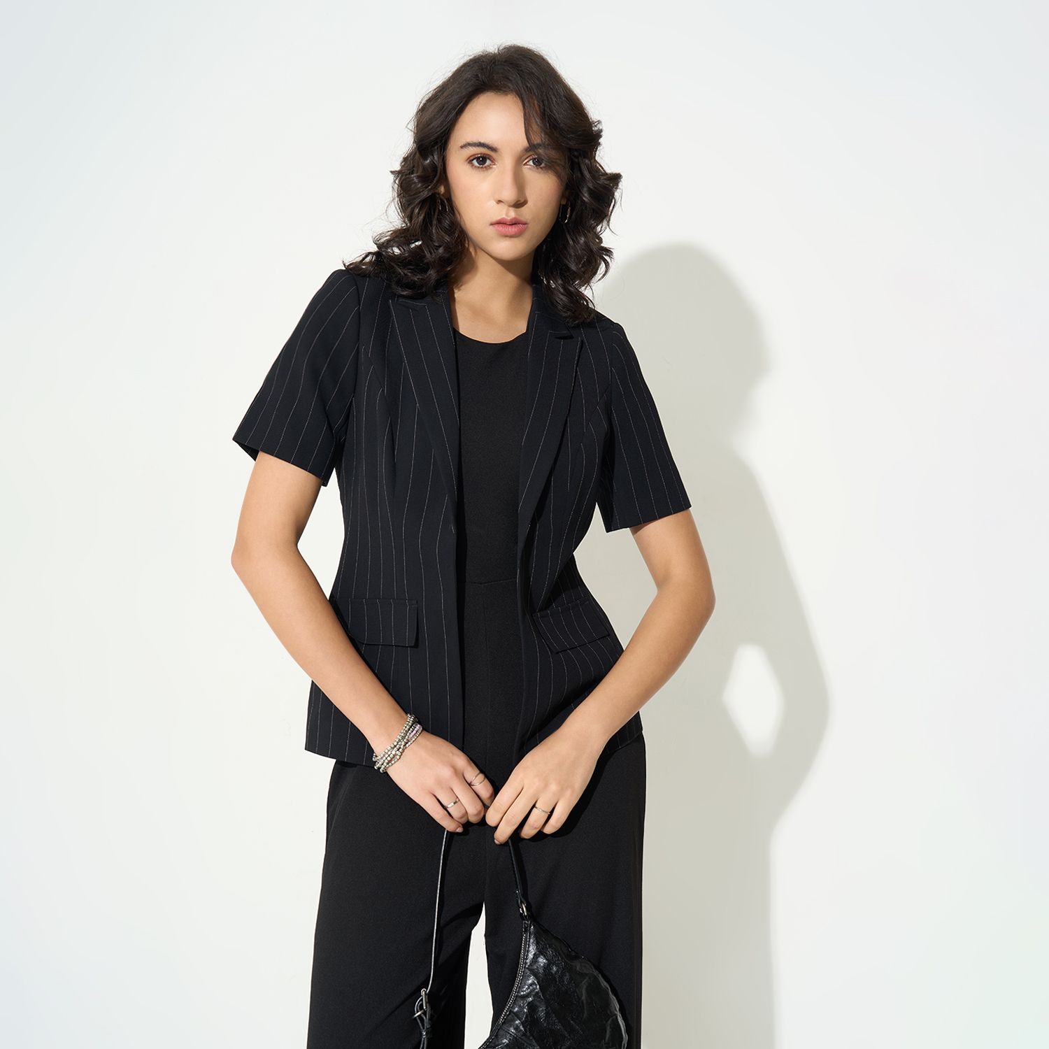 honey by pantaloons Women Solid Mandarin Casual Blazer-picture-14