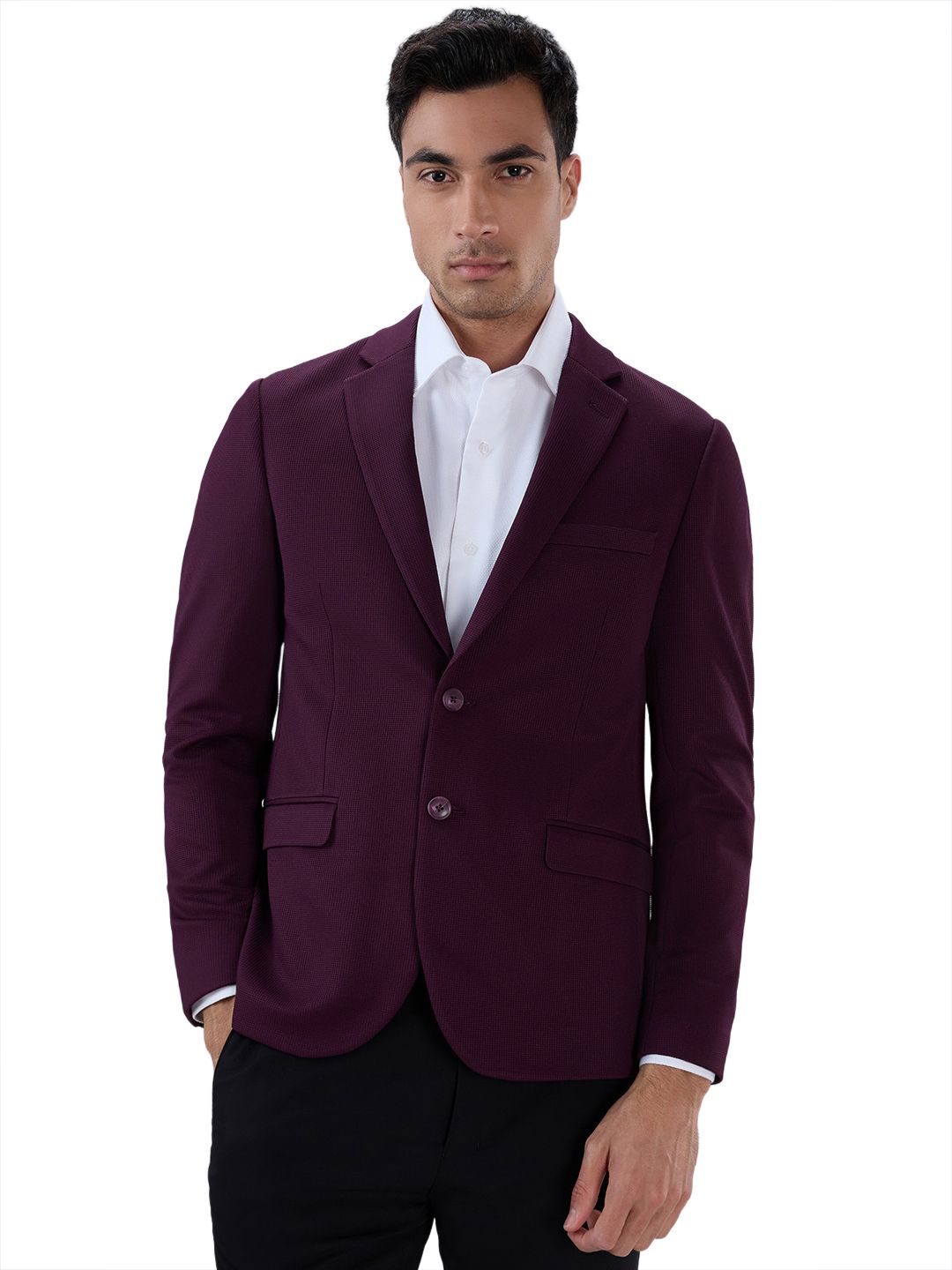 Men Self Design Single Breasted Formal Blazer-image-46