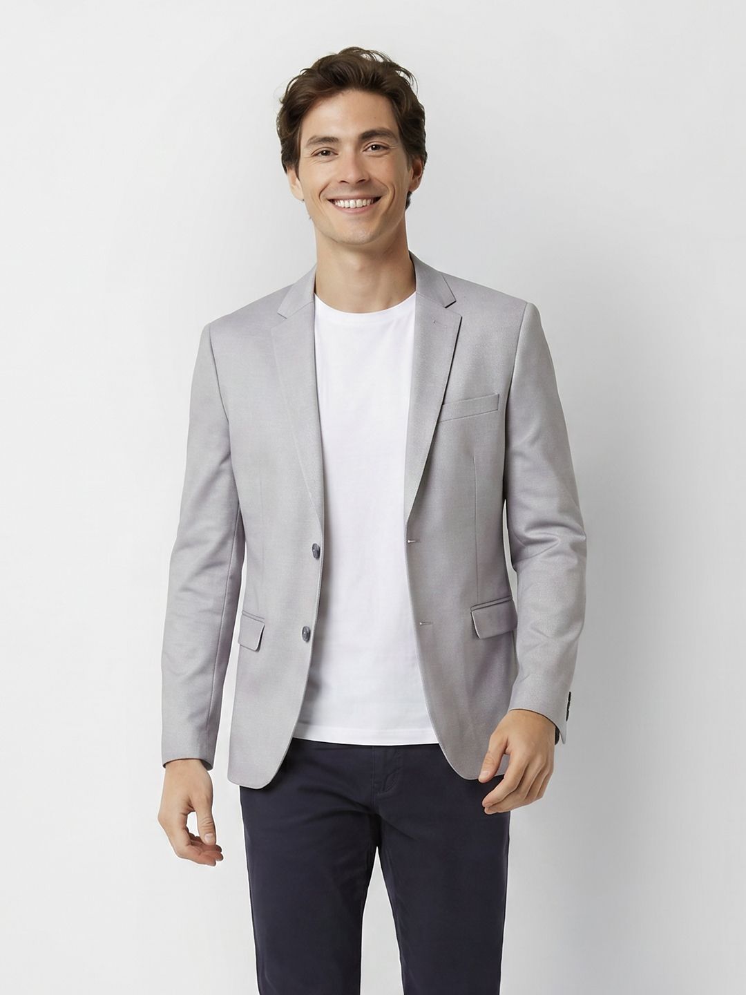 mast & harbour Men Solid Single Breasted Formal Blazer-picture-43