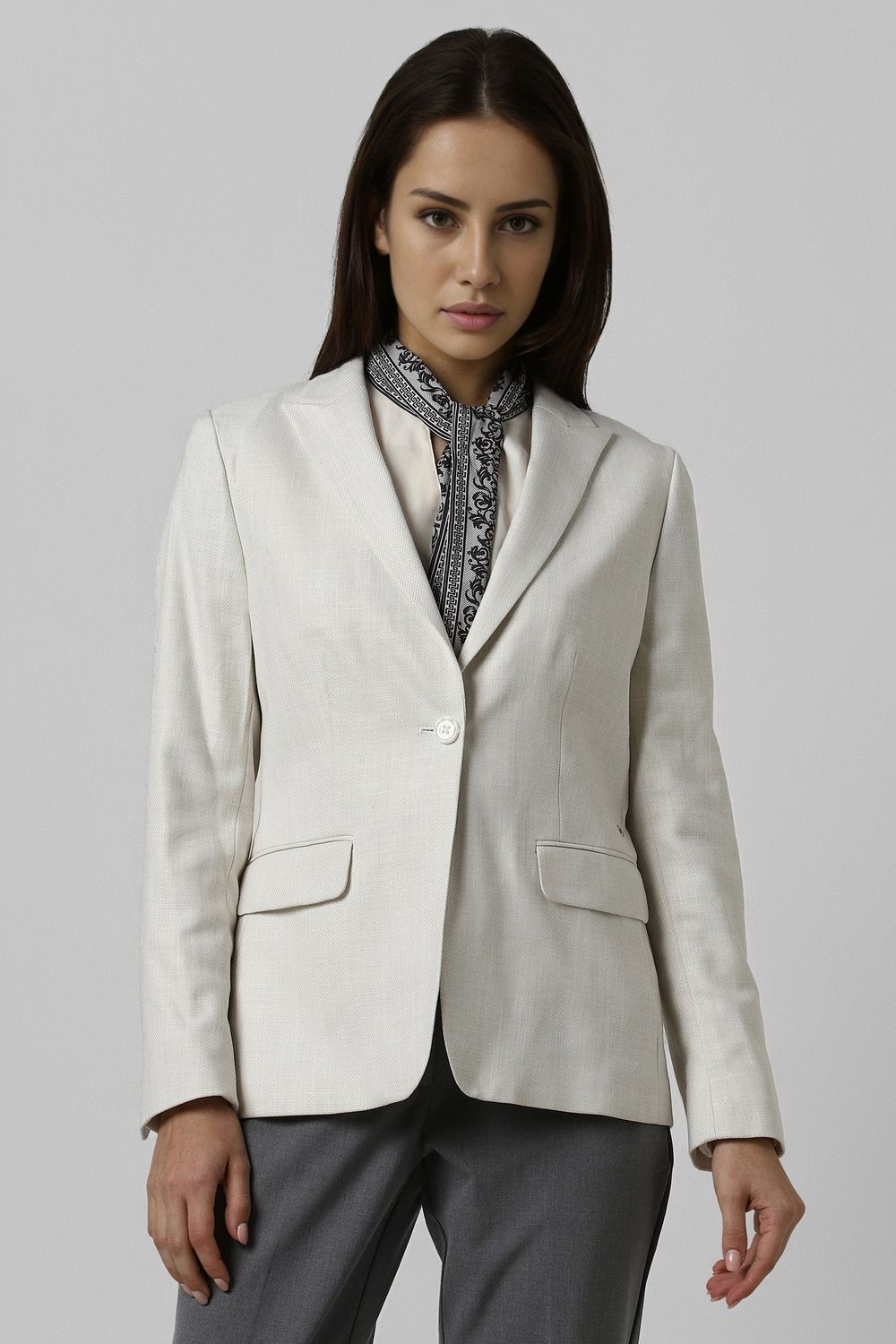 van heusen Women Solid Single Breasted Formal Blazer-picture-20