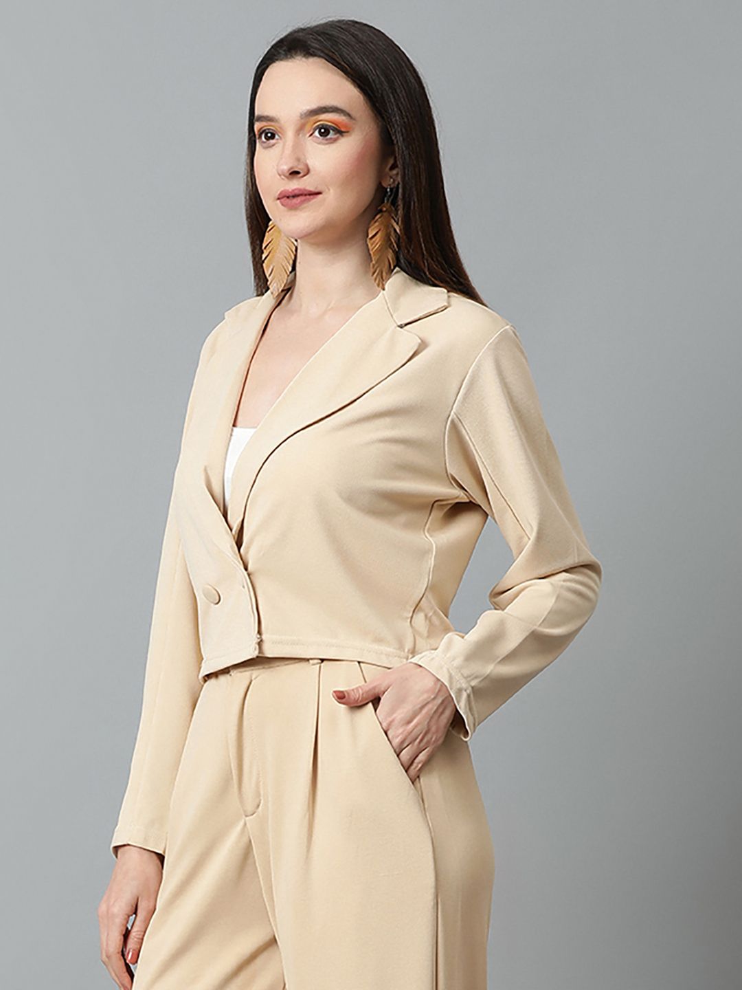 kotty Women Solid Single Breasted Casual Blazer-picture-30