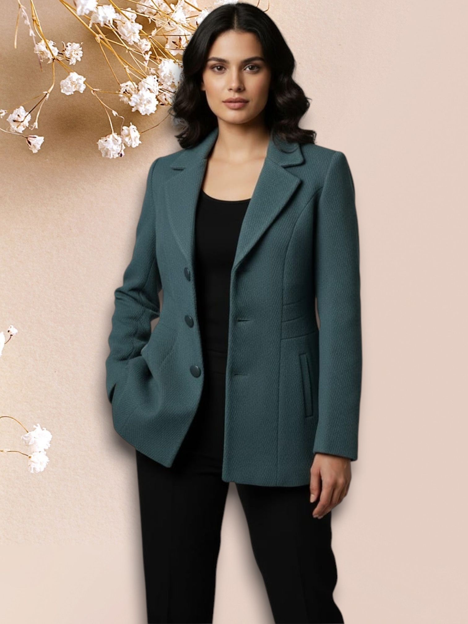 pepzo Women Solid Double Breasted Casual Blazer-picture-20