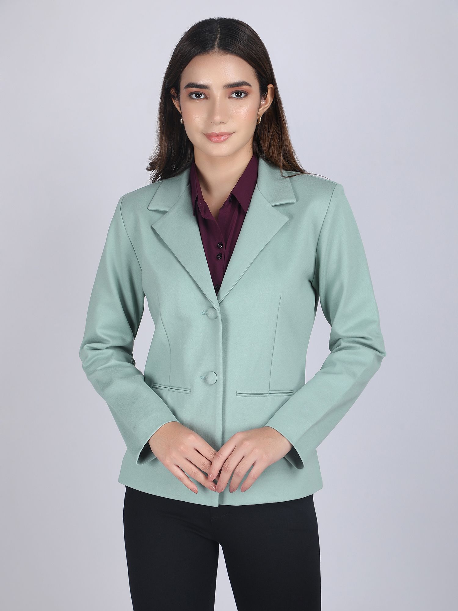 blue ronin Women Solid Single Breasted Formal Blazer-picture-22