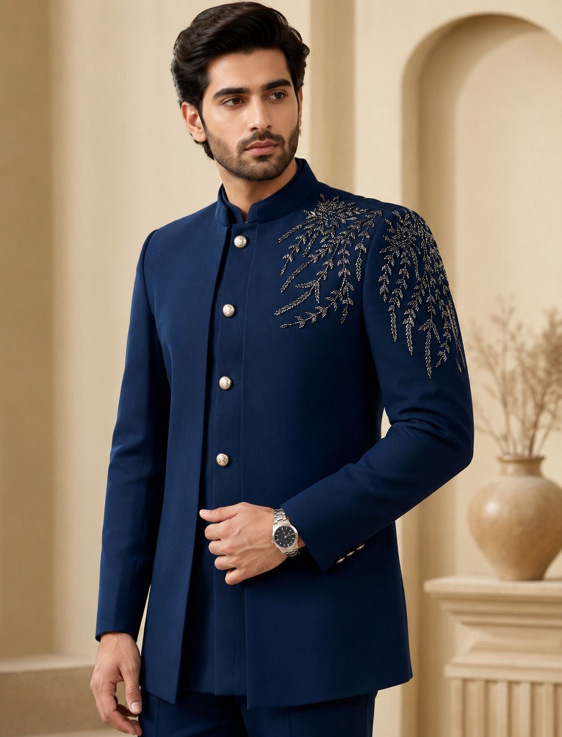 maahivarr Men Self Design, Solid Bandhgala Festive & Wedding, Festive, Party, Wedding Blazer-picture-11