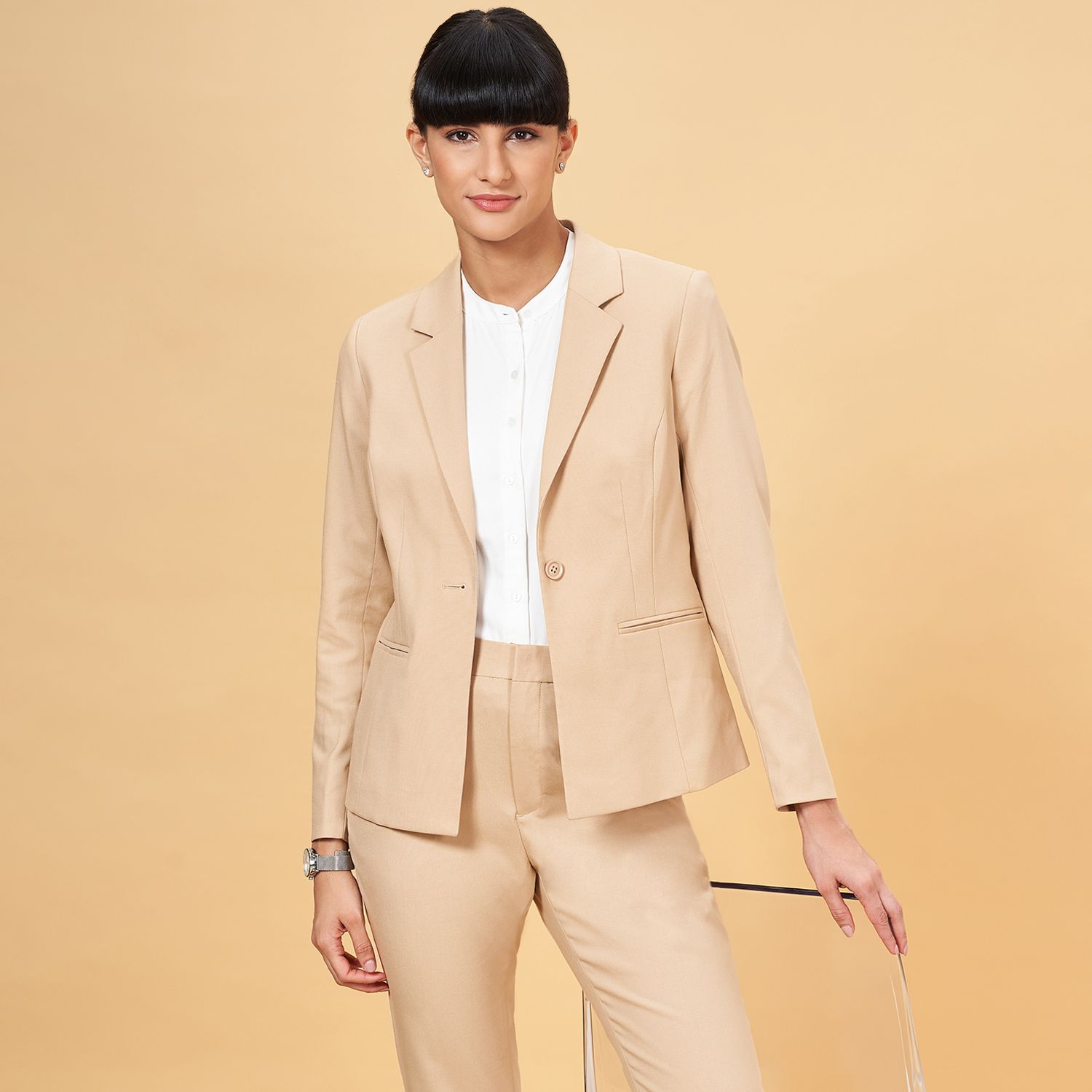 annabelle by pantaloons Women Solid Single Breasted Formal Blazer-picture-26