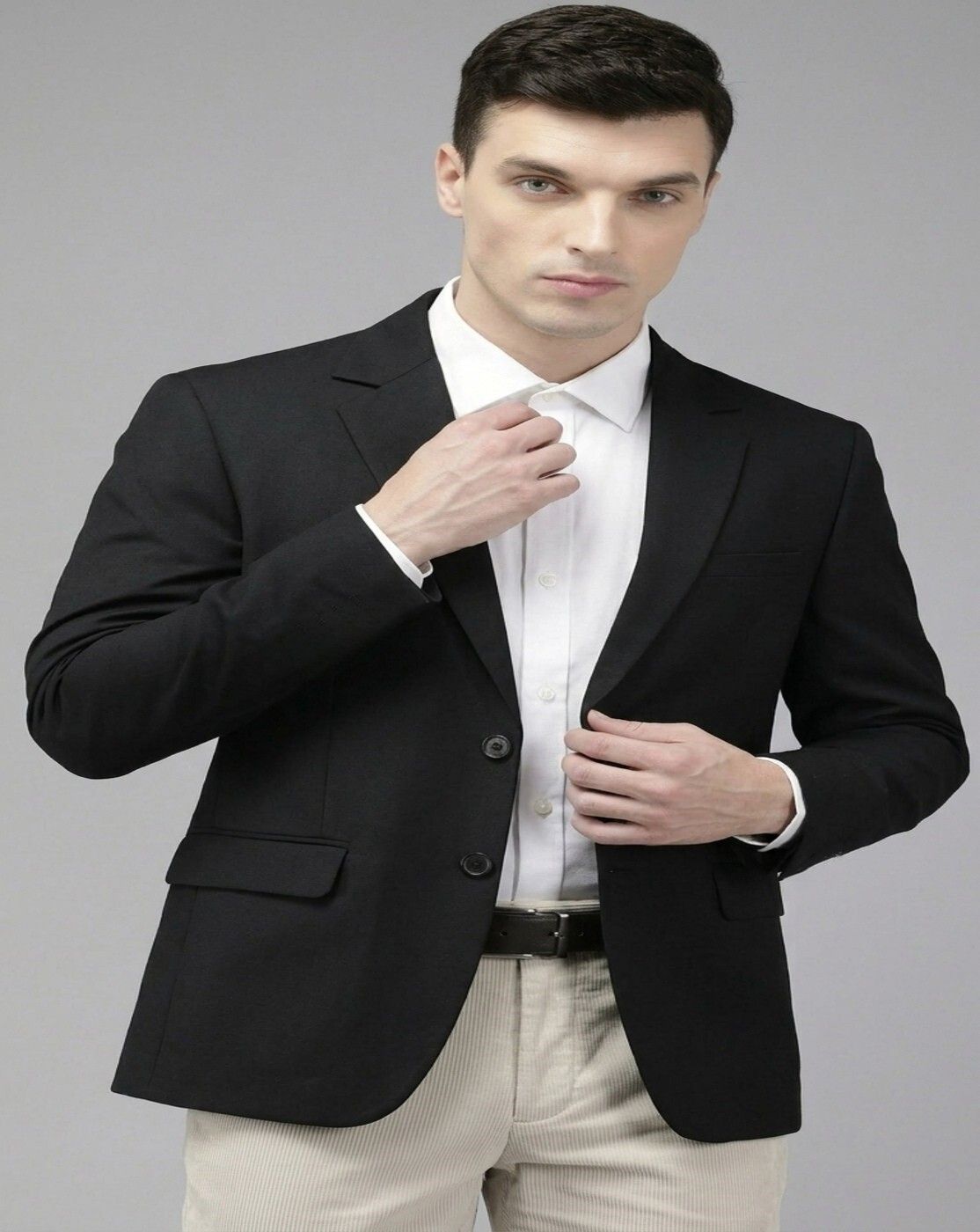 Men Solid Single Breasted Formal Blazer-image-27