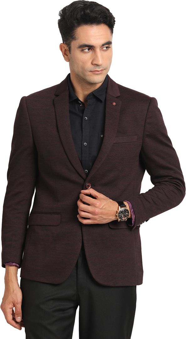Men Self Design Single Breasted Casual Blazer-image-34