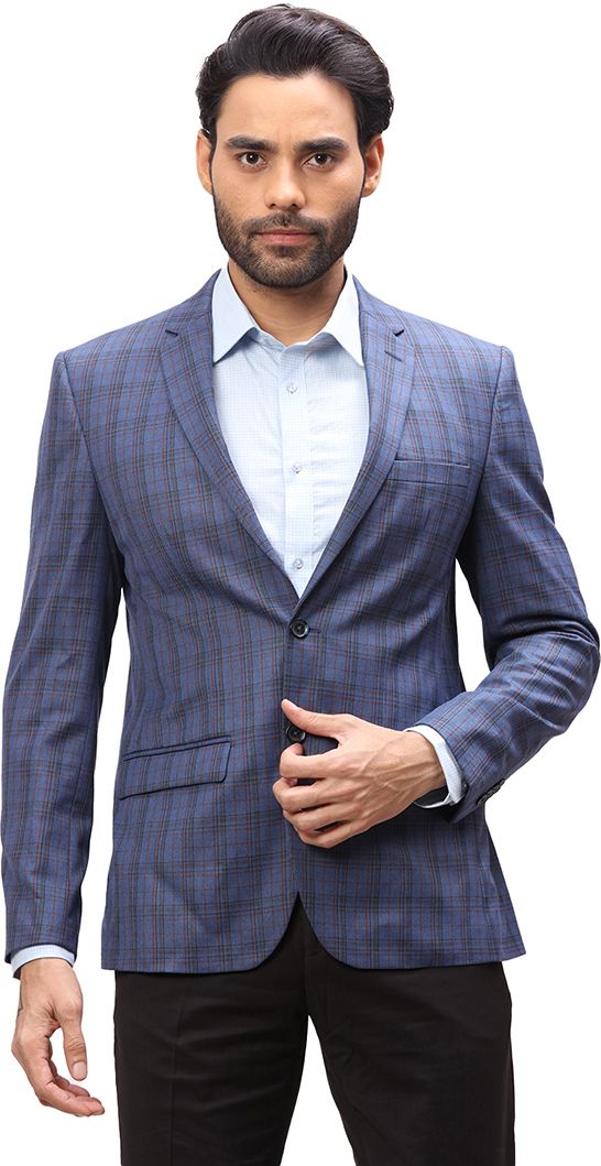 park avenue Men Checkered Single Breasted Formal Blazer-picture-39