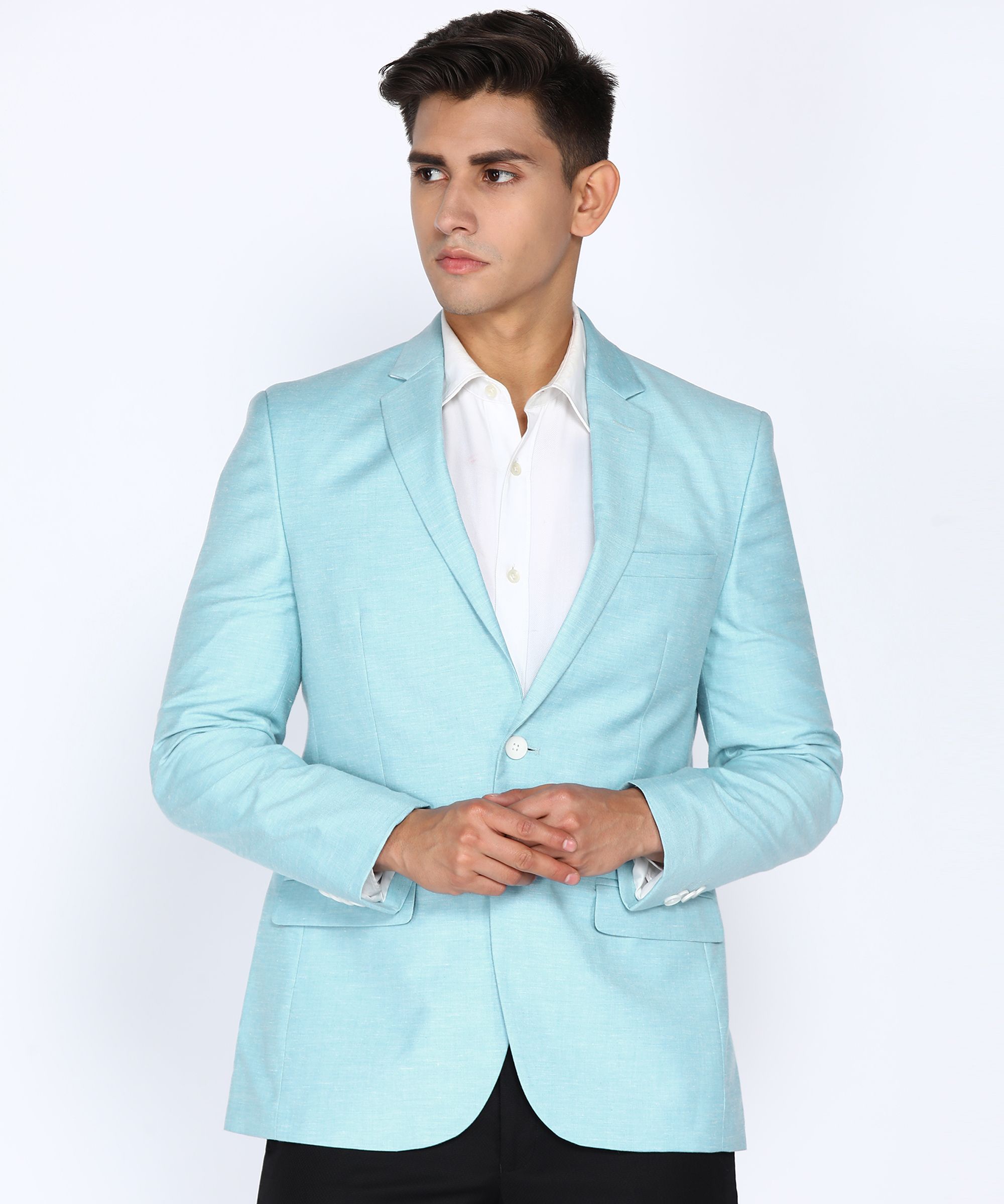 park avenue Men Solid Single Breasted Formal Blazer-picture-19