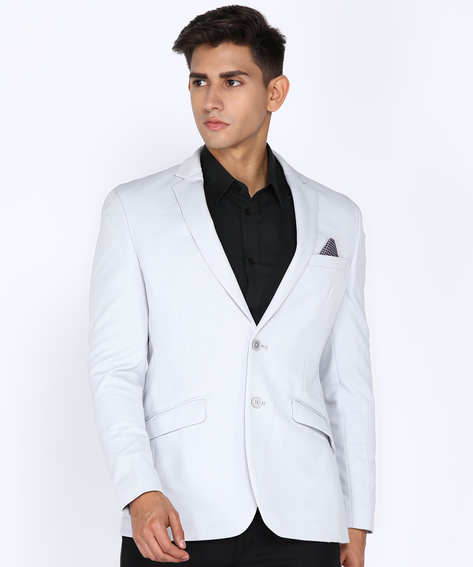 park avenue Men Solid Single Breasted Casual Blazer-picture-22