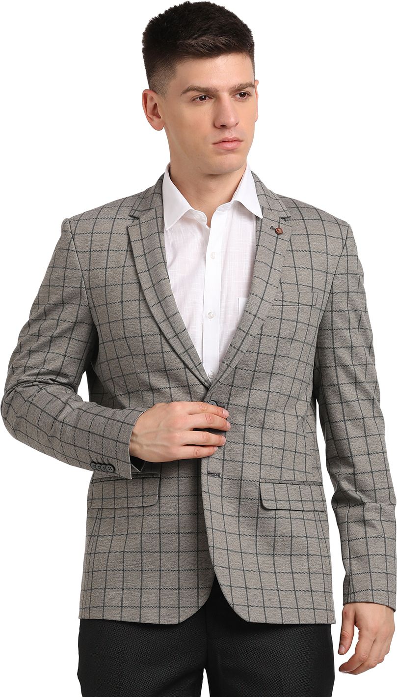 turtle Men Checkered Single Breasted Casual Blazer-picture-26