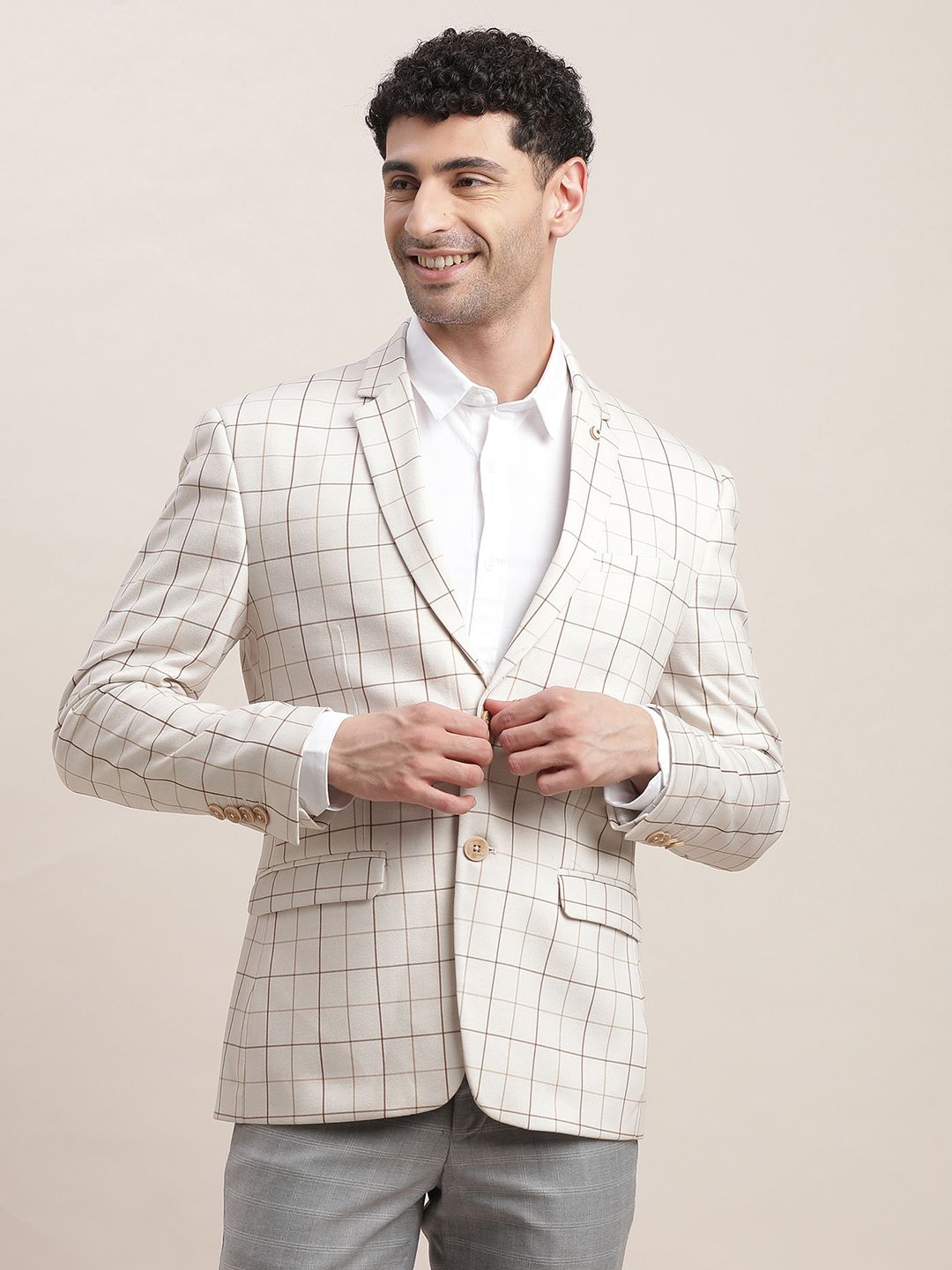 turtle Men Checkered Single Breasted Casual Blazer-picture-24