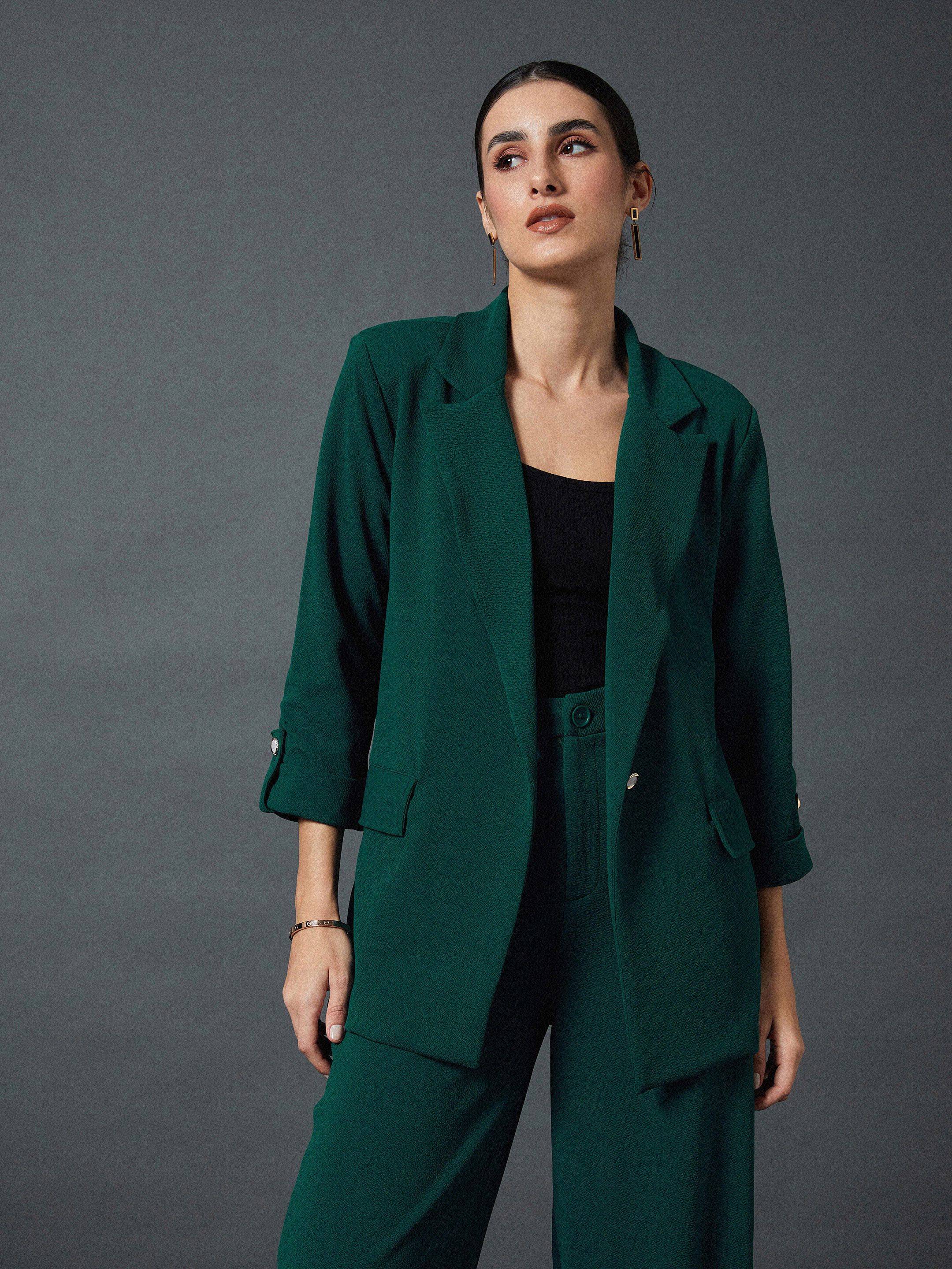 Women Solid Single Breasted Formal Blazer-image-41