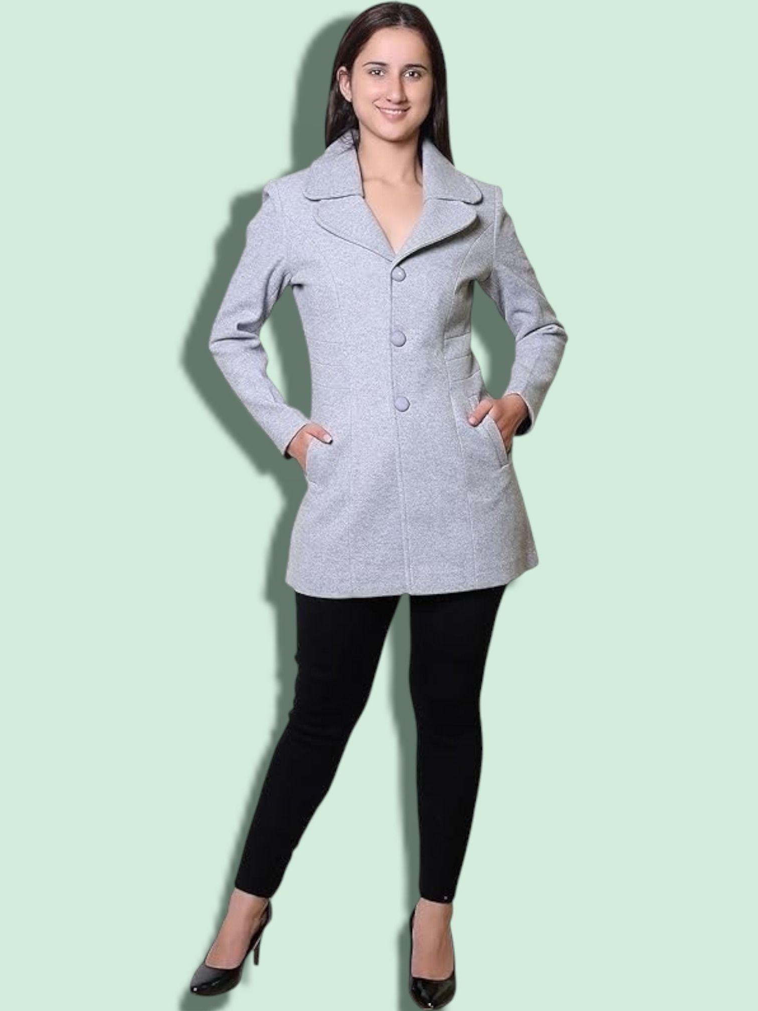 troo blue Women Solid Double Breasted Casual Blazer-picture-28