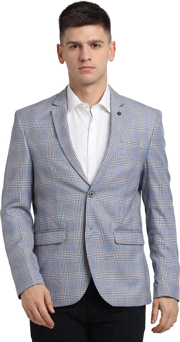 turtle Men Checkered Single Breasted Casual Blazer-picture-15