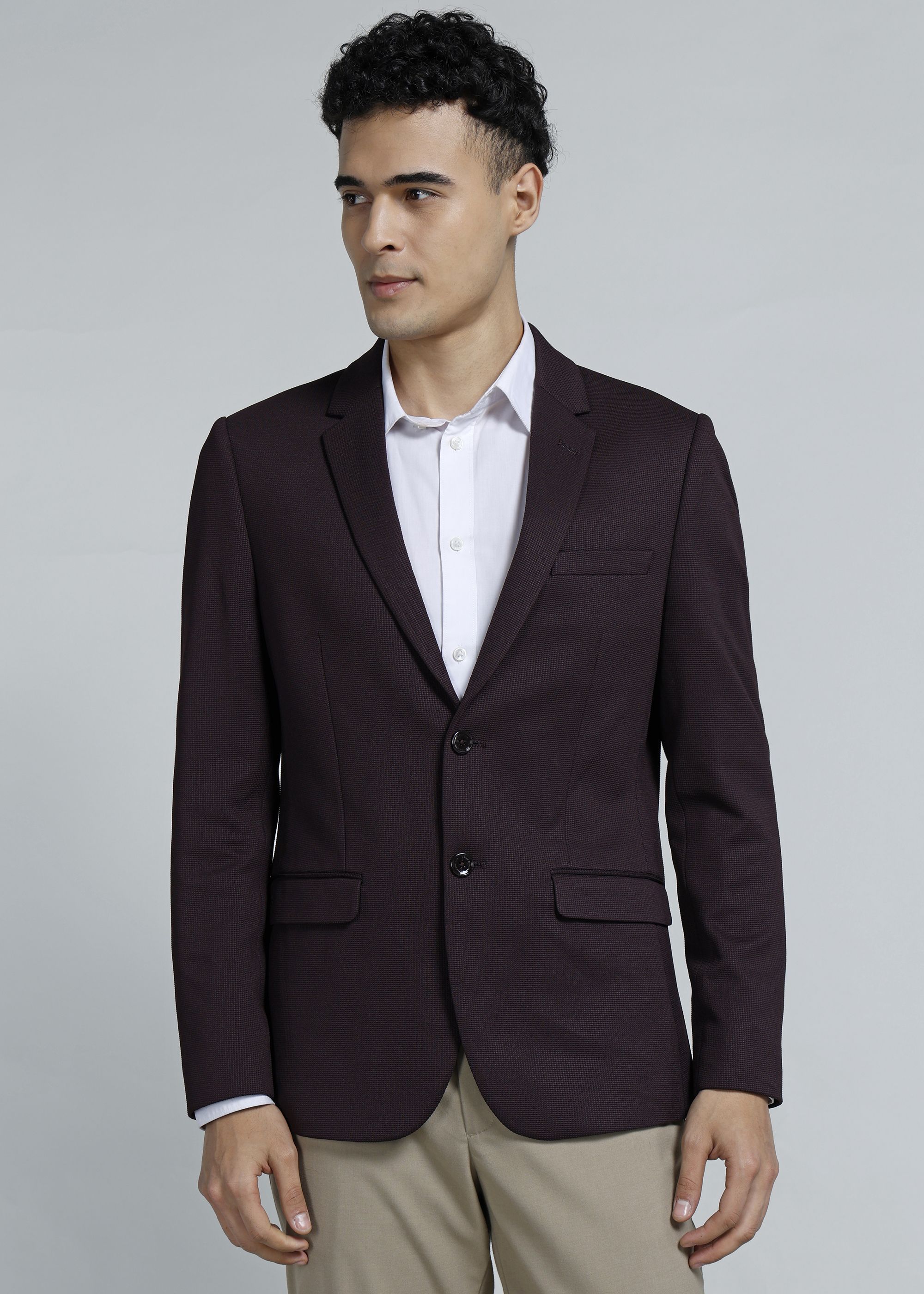 peter england Men Self Design Single Breasted Formal Blazer-picture-33