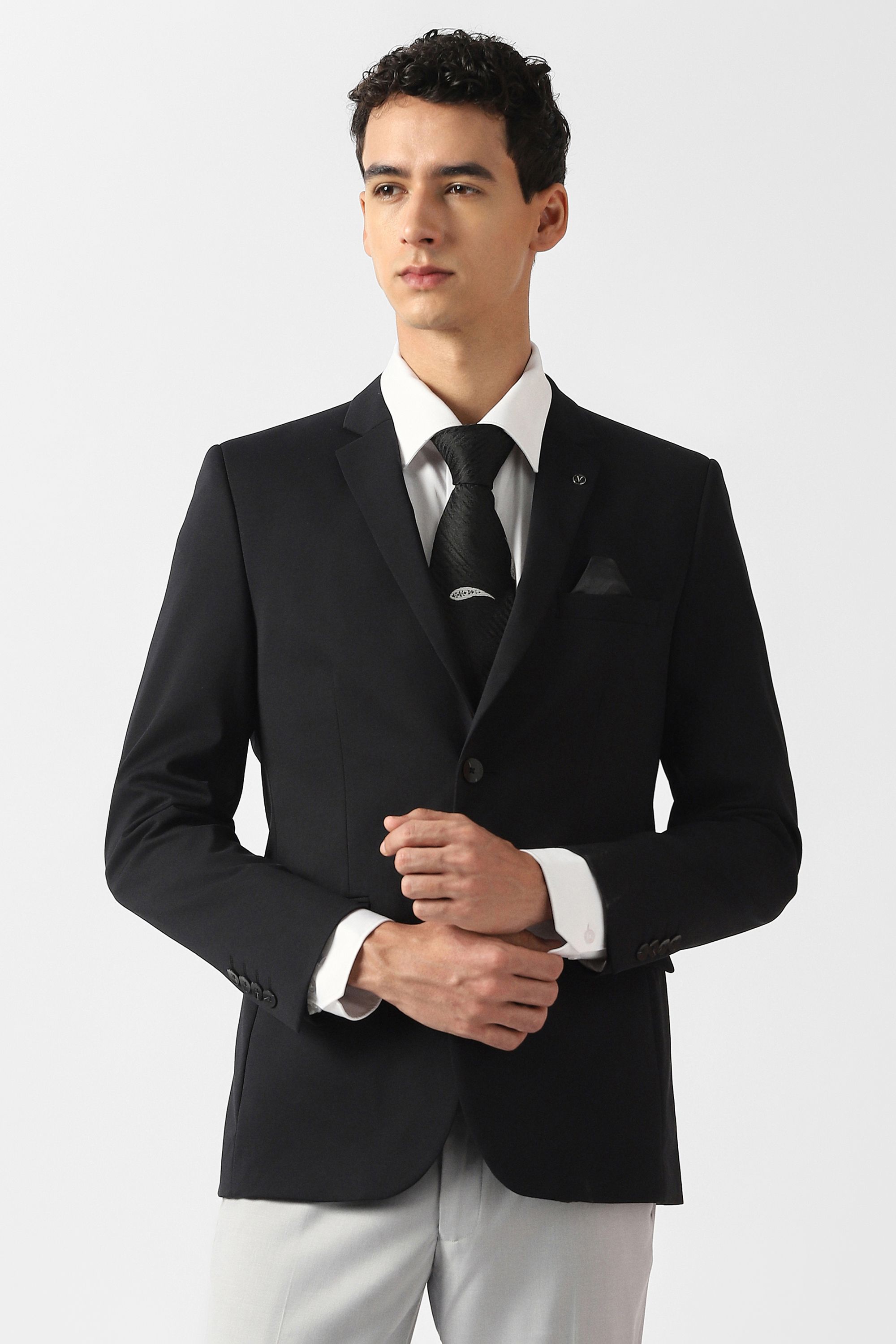 van heusen Men Solid Single Breasted Formal Blazer-picture-10
