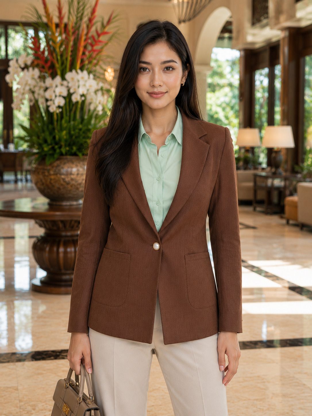 tinz Women Striped Mandarin Casual Blazer-picture-44